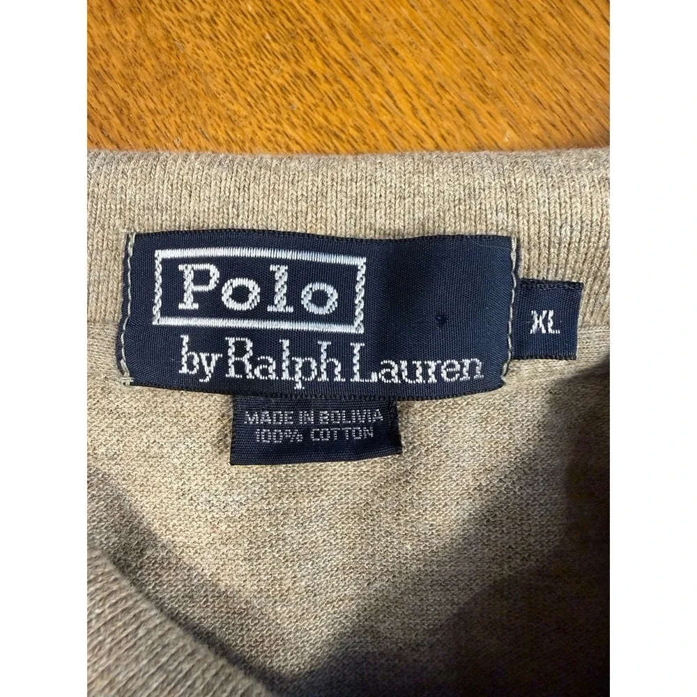 VTG Polo Ralph Lauren Polo Shirt XL Brown Heather Green Pony Golf Short Sleeve